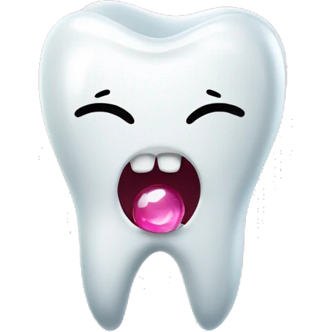 Tooth emoji with small pink jewel on it emoji