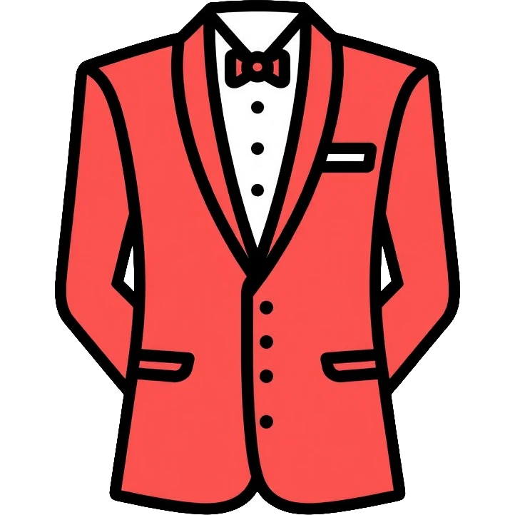 red and white formal tuxedo suit emoji
