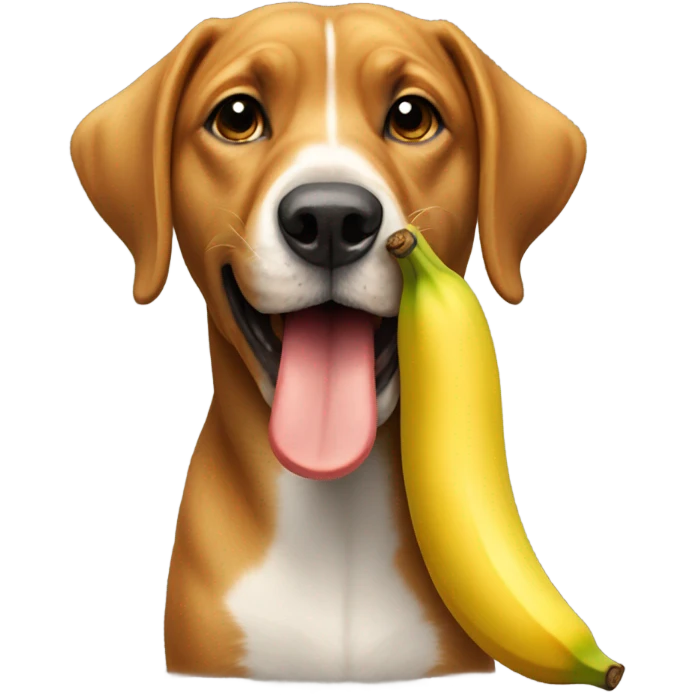 Dog holding a banana emoji