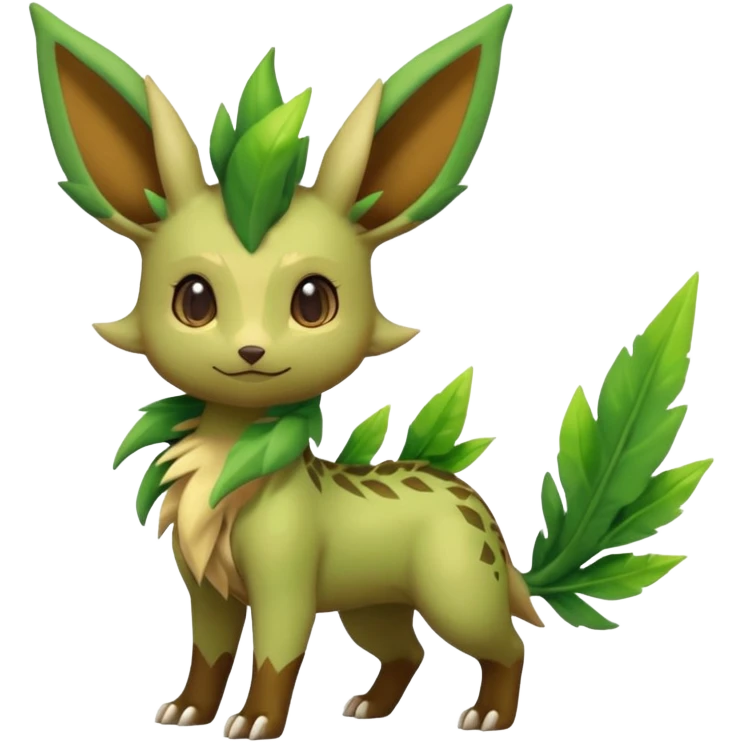 Kawaii cute cool feral Sprigatito-Leafeon-Sceptile-Fakémon-hybrid (full body) emoji