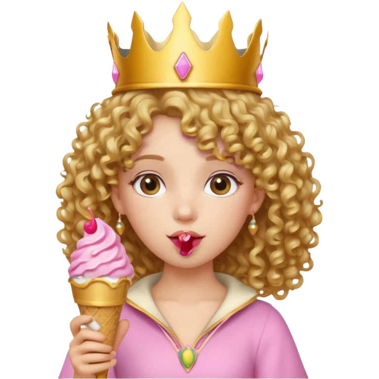 curly haired crowned princess with ice cream emoji