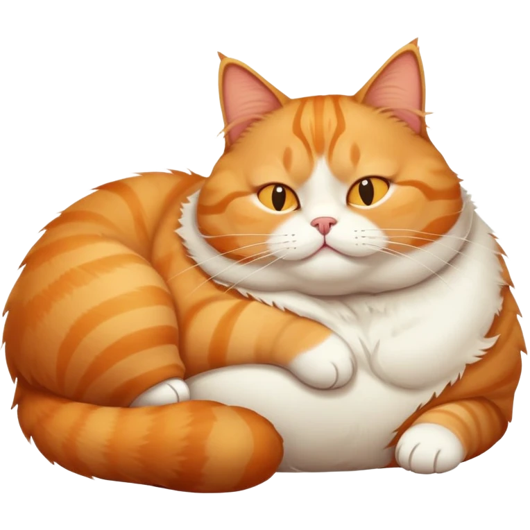 Fat lazy cat lounging emoji