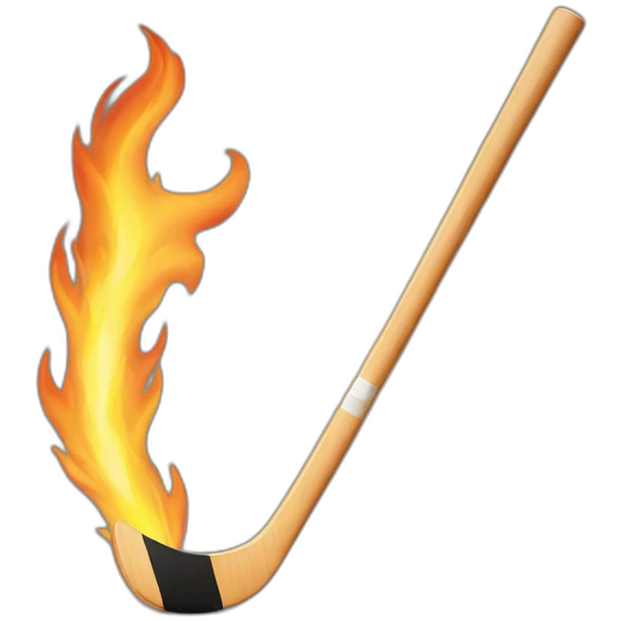 hockey stick on fire emoji