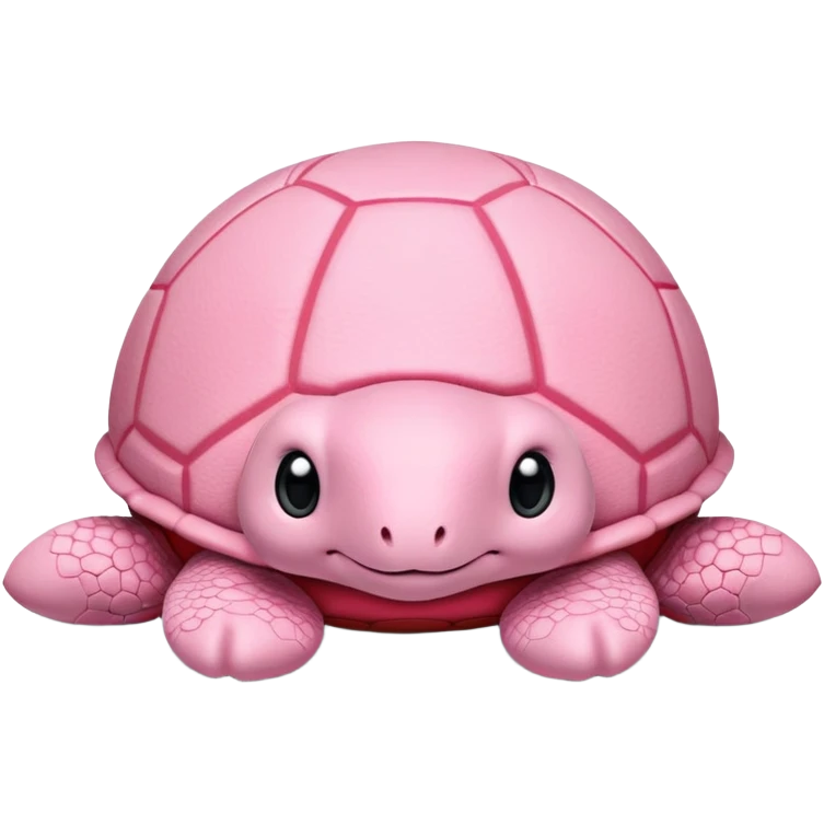 light pink plush turtle that looks exactly like a stuffed animal with visible stitching, perfectly round head, red shell, cute, adorable, soft fabric texture, huggable plush toy appearance emoji