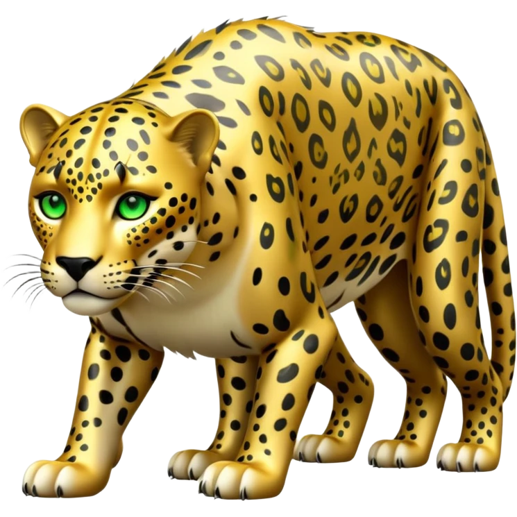cinematic-jaguar-realistic-full-body-on all fours-emoji,-sleek-powerful-frame-poised-for-action,-golden-fur-adorned-with-bold-black-rosettes,-head-tilted-dramatically,-piercing-green-eyes-locked-onto-its-prey,-simplified-yet-realistic-focused-features,-highly-detailed,-glowing-with-an-almost-sarcastic-glow emoji