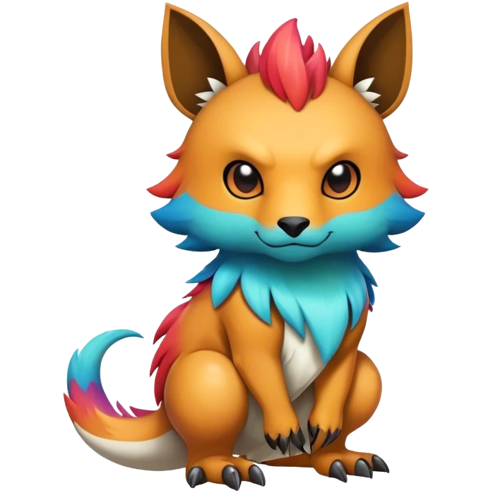 Cute cool edgy badass colorful fantasy animal hybrid Fakemon full body emoji