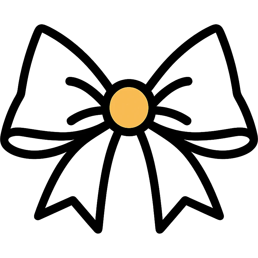 white gothic bow gothic style bow with color outline emoji