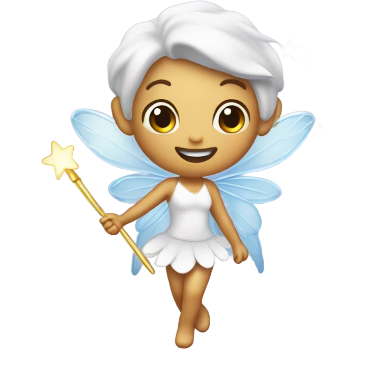 Flying tooth fairy with wand and tooth emoji