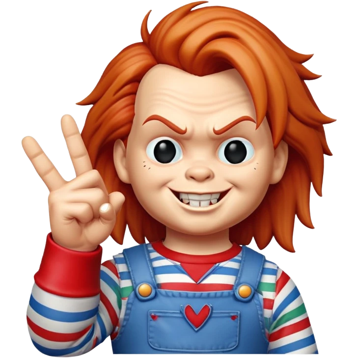 Chucky giving the middle finger emoji