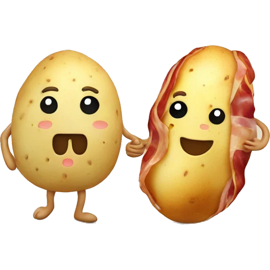 a potato and a bacon holding hands emoji