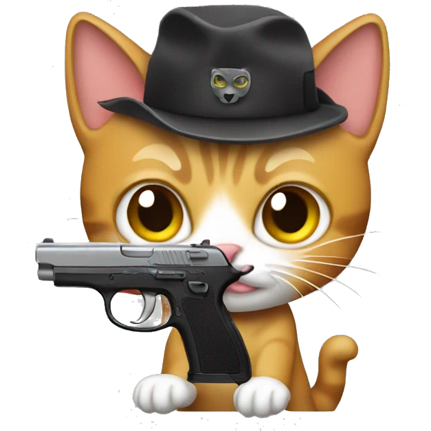 Cat shooting gun emoji