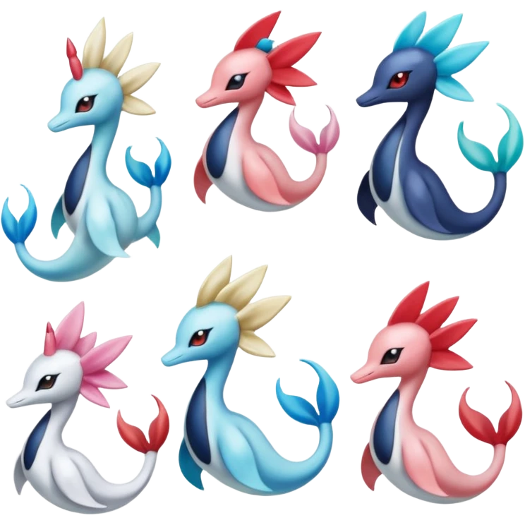 Primarina-Meloetta-Darkrai-Cresselia-Milotic-Amaura-Pokémon-Fakémon-fusion, full body emoji