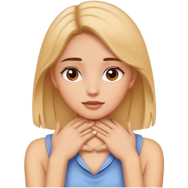 Girl having hands around her neck emoji