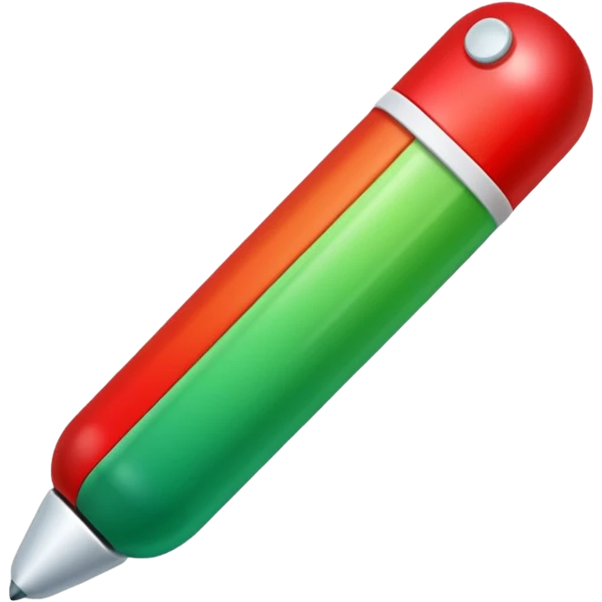 A vertical capsule-shaped progress bar with a color gradient from green at the bottom to red at the top. The bar is divided into segments by thin lines, with bold, outlined numbers scaling upward next to it.  emoji