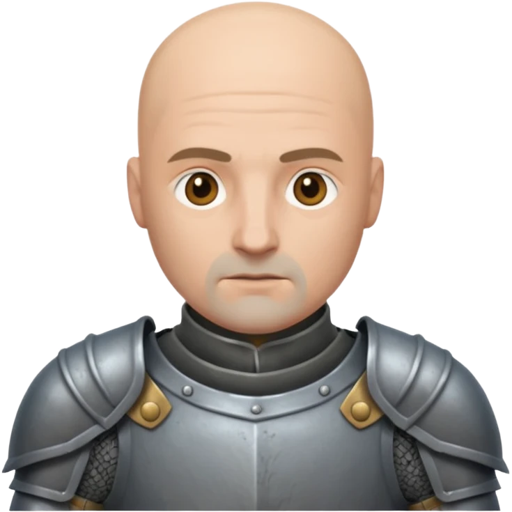bald knight, grey armor emoji