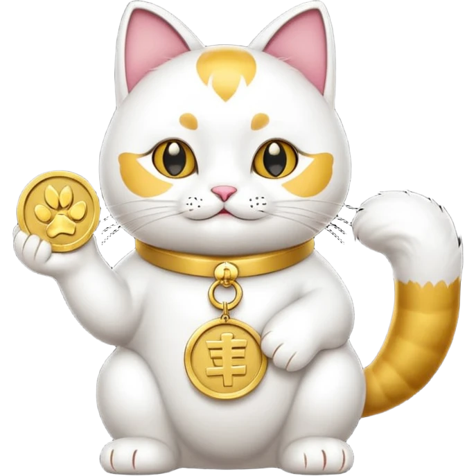 Lucky cat with coin in hand emoji