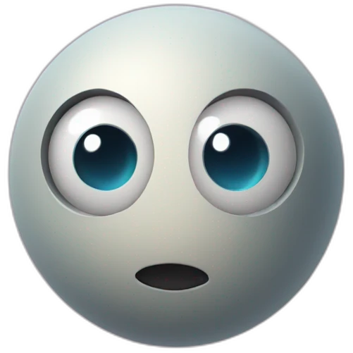 3d sphere with a cartoon futuristic skin texture with big calm eyes emoji