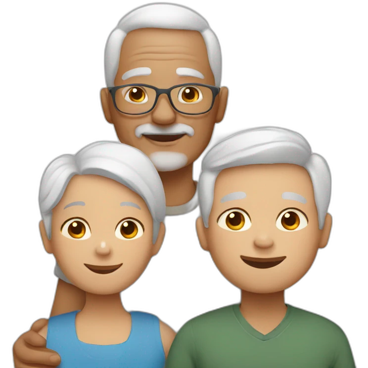 white grandparents and grandchildren emoji