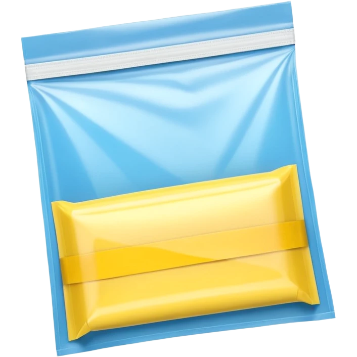 3D render of Yellow Tape inside a clear plastic evidence bag, sterile lighting, forensic crime scene aesthetic, plastic reflection. emoji