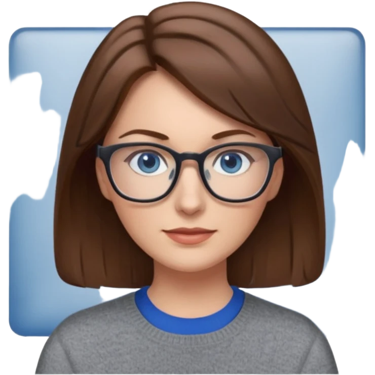 brown hair blue eyes glasses teacher female emoji