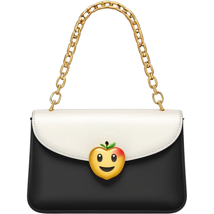 sleek white purse with gold chain handle, minimalist and modern, Apple-style emoji emoji