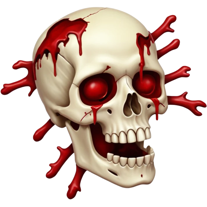 3D rotting corpse jumping in the air. In the style of your bloody skull art. More blood emoji