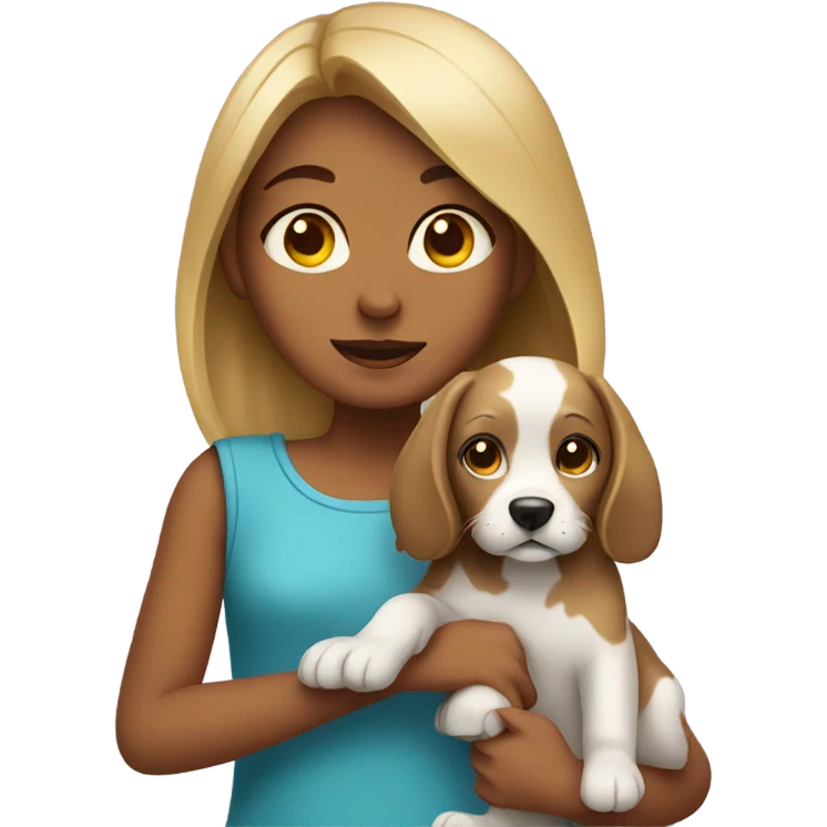 girl with dog smiling emoji