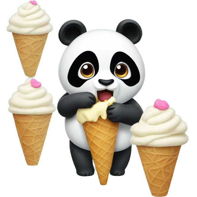 Panda eating ice cream emoji
