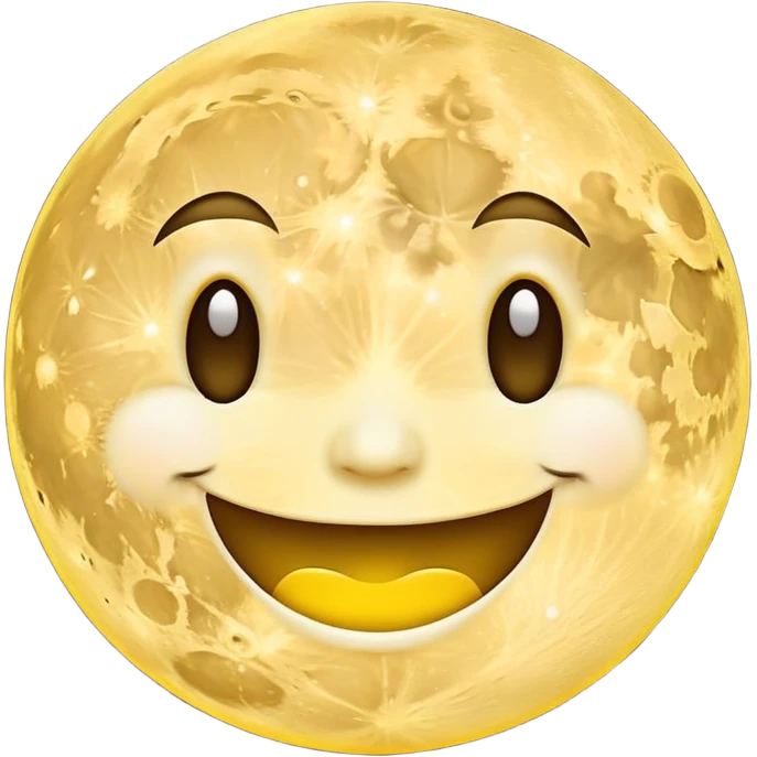 A full moon with a happy smiling face emoji
