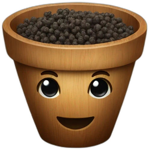 black pepper in wooden cup emoji