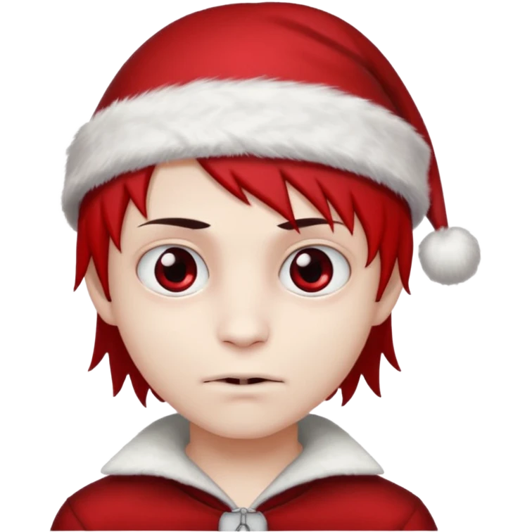 pale emo vampire boy with Christmas hat emoji