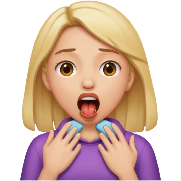 make me an emoji with a girl chocking herself out with her mouth open  emoji