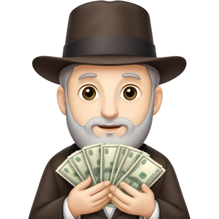 Jewish rabbi holding a stack of money emoji