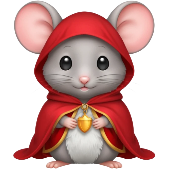 baby grey mouse, in magic red cloak emoji