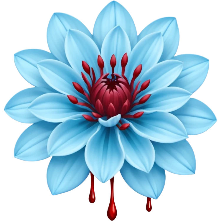 light dahlia  blue flower spilling wblood emoji
