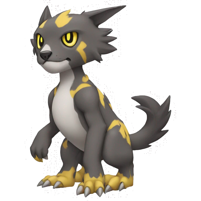 cute cool edgy Digimon-Fakemon-animal with markings full body emoji