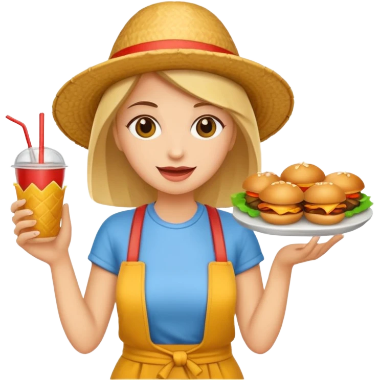 tourist woman holding street food emoji