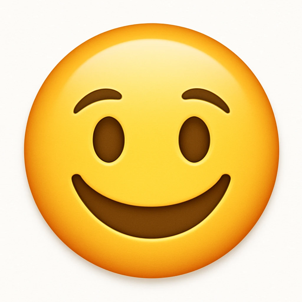 Make the lips smile, keep other features the same in the style of apple style emojis emoji