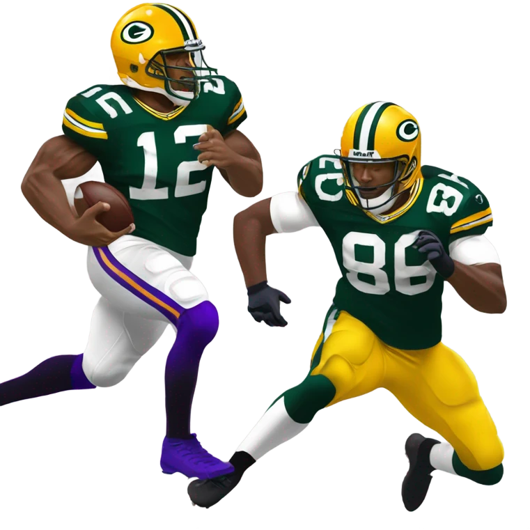 Packers player trucking a Vikings player emoji