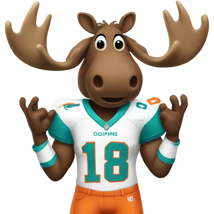 Moose with Miami dolphins jersey emoji