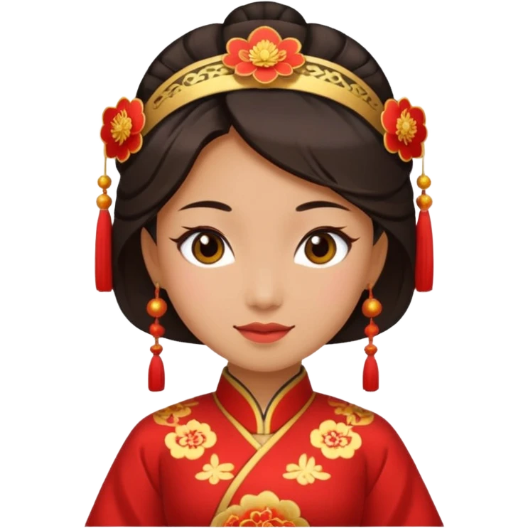 flirty face with chinese costume emoji