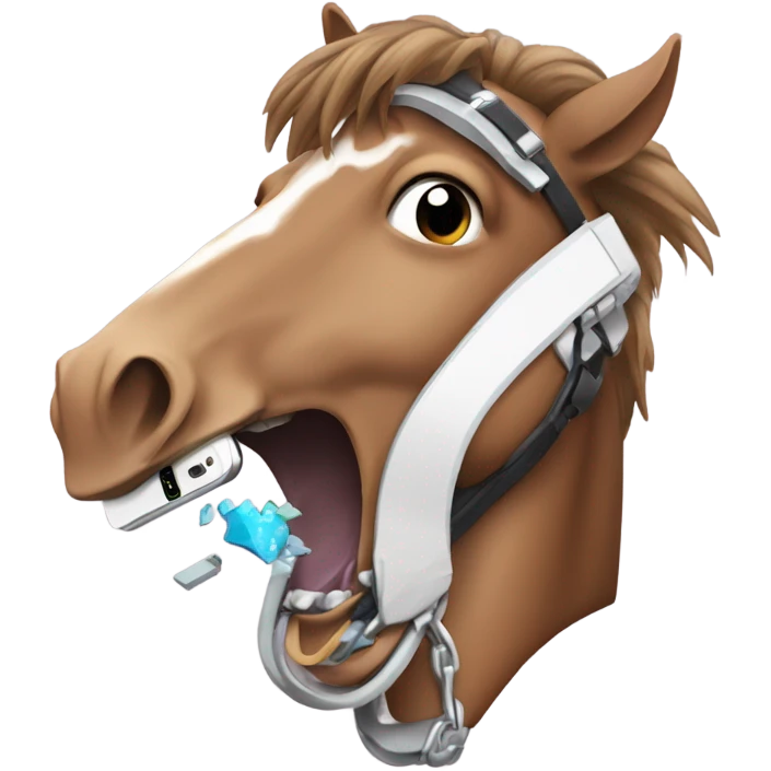 Horse eats smartphone emoji
