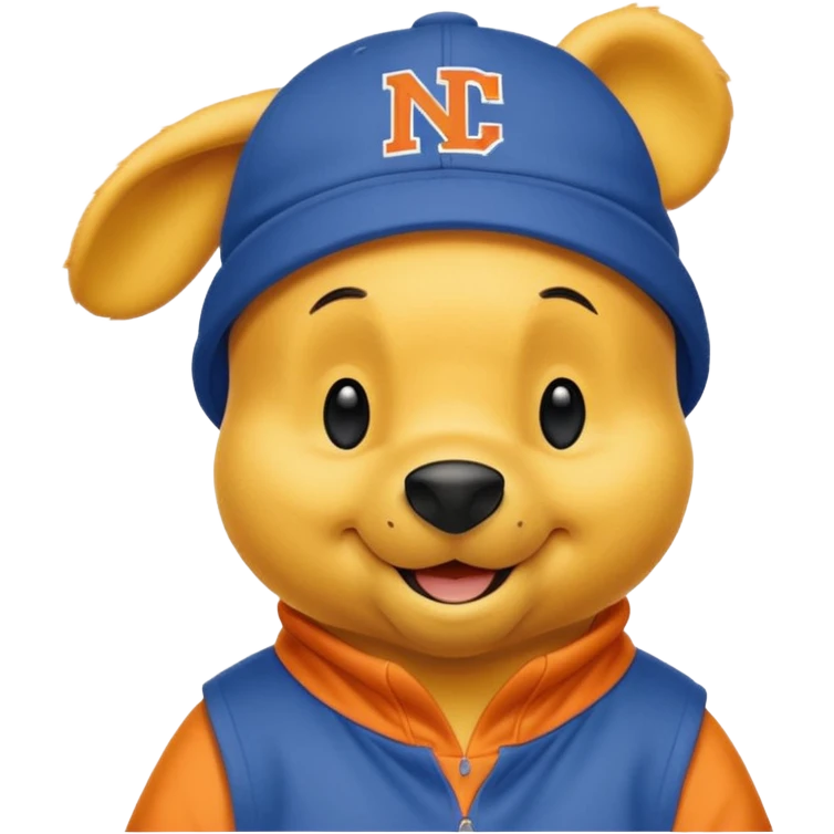 Winnie the Pooh wearing a Knicks hat emoji