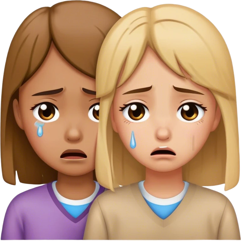 sad girl crying a tear while her friend is in school emoji