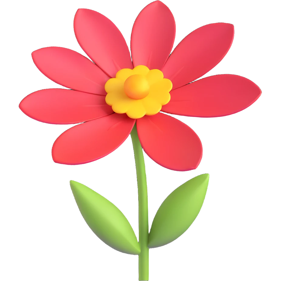 Add volume to the colors, make the petals more convex and realistic, keep the 3D iOS style, with soft lighting and smooth shadows, and a blurred background. emoji