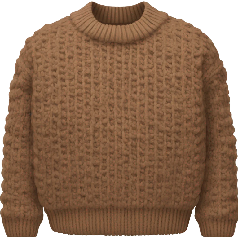 Brown cropped oversize wool sweater, isolated emoji