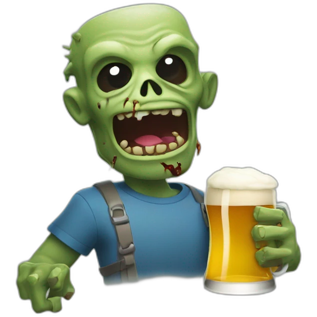 Un zombie qui boit une bière emoji