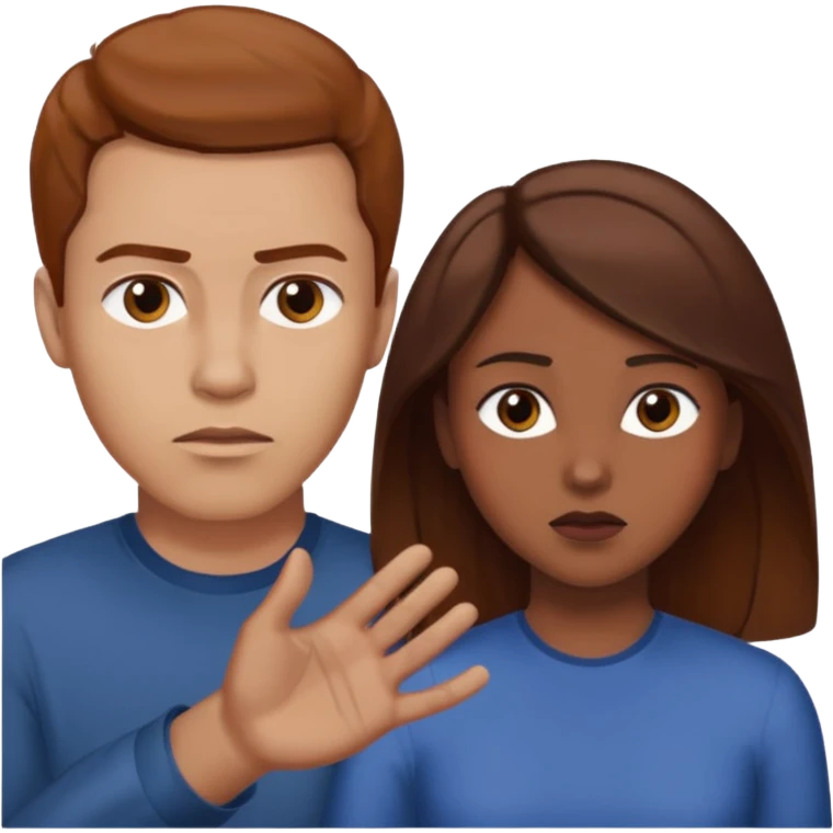 Une homme châtain possessif qui essaye d’attraper le cou de sa femme brune emoji