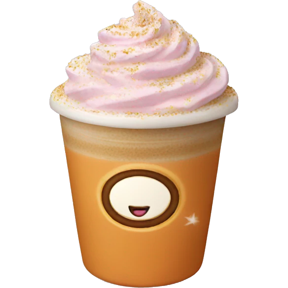 Light pink pumpkin latte with Sprinkling emoji