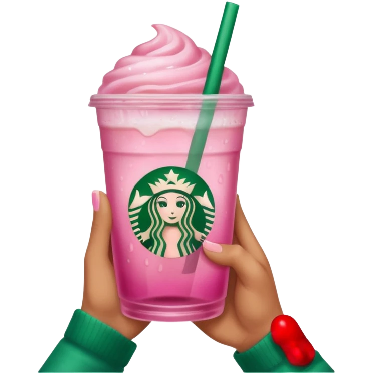 Starbucks with a pink glass emoji